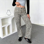 Women High-Waist Leopard-Print Palazzo Pants made of flowing fabric Fashion Glam