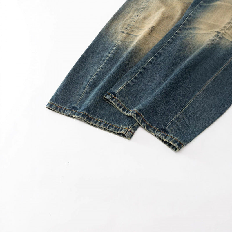 Women's Loose High-Waist Baggy Jeans with Used Wash and Distressed Details Fashion Glam