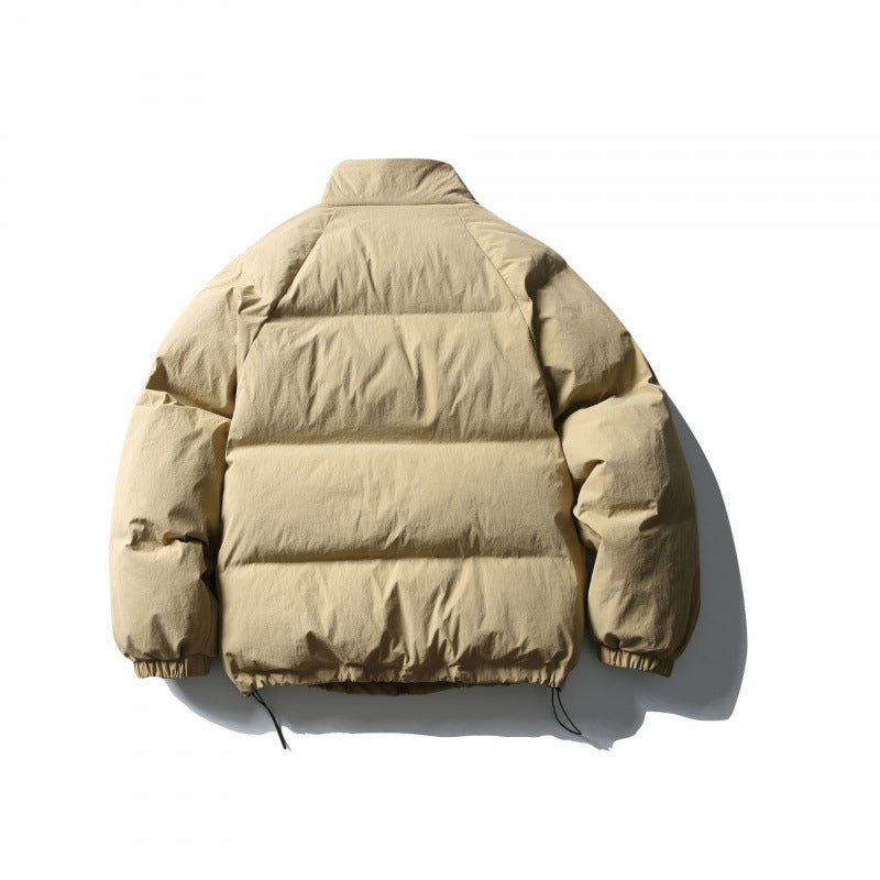 Unisex Boxy padded stand collar puffer jacket with drawstring hem and flap pockets Fashion Glam