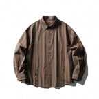 Unisex locker cut striped overshirt made of cotton blend with kent collar and side decorative button plackets Fashion Glam