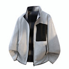 Men's structure fleece jacket with stand-up collar, contrast chest pocket and two-way zipper Fashion Glam