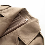 Women's short trench coat in suede-look velvet with tie belt Fashion Glam