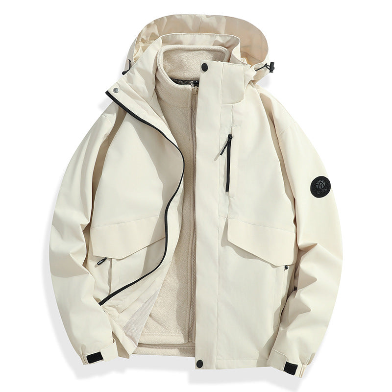 Men's Lightweight Softshell Rain Jacket with Detachable Fleece Lining, Sealed Seams and Multifunctional Pockets Fashion Glam
