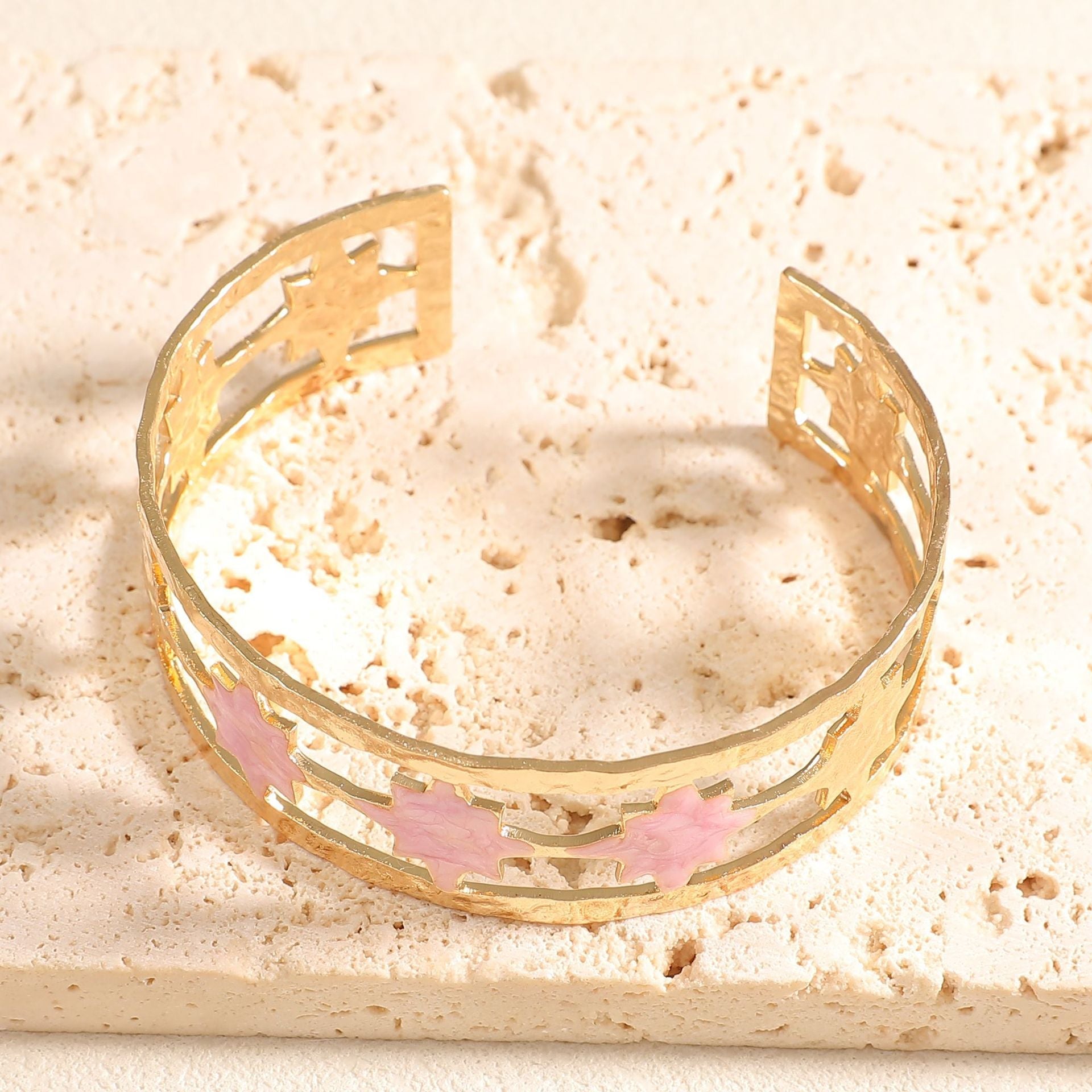 Women's Open Bangle with Elegant Leaf Design Fashion Glam