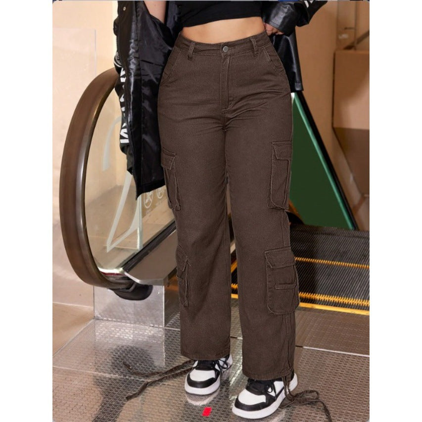 Ladies Utility Cargo Chino with multiple flap pockets and drawstring hem Fashion Glam