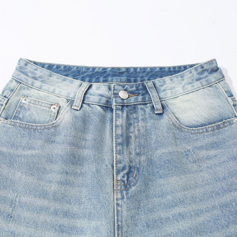 Women High Waist Wide Cut Straight Jeans made from Vintage Denim Fashion Glam