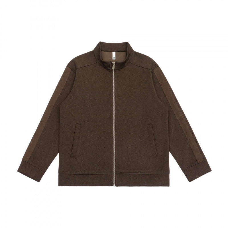 Unisex Boxy Training Jacket with full zip, stand-up collar and inset side piping Fashion Glam