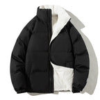 Women's Oversized Puffer Jacket with Teddy Lining, Stand Collar and Patch Pockets Fashion Glam