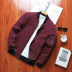 Men's Lightweight Bomber Jacket with Arm Pocket, Zipper and Ribbed Hem Fashion Glam