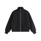 Unisex Boxy Blouson jacket with vertical tucked pleats, standing collar, and zipper Fashion Glam