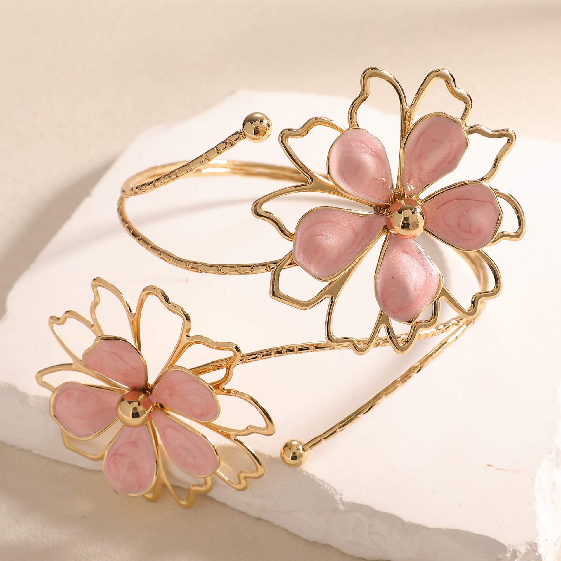Ladies bracelet with artistic flower design Fashion Glam