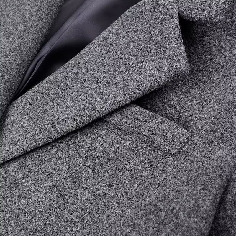 Ladies Maxi Cocoon Wool Blend Coat with Double-Breasted Front, Notched Collar and Concealed Side Pockets Fashion Glam