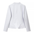 Women Sculptural Corset Blazer with Emphasized Waist and Zipper Fashion Glam