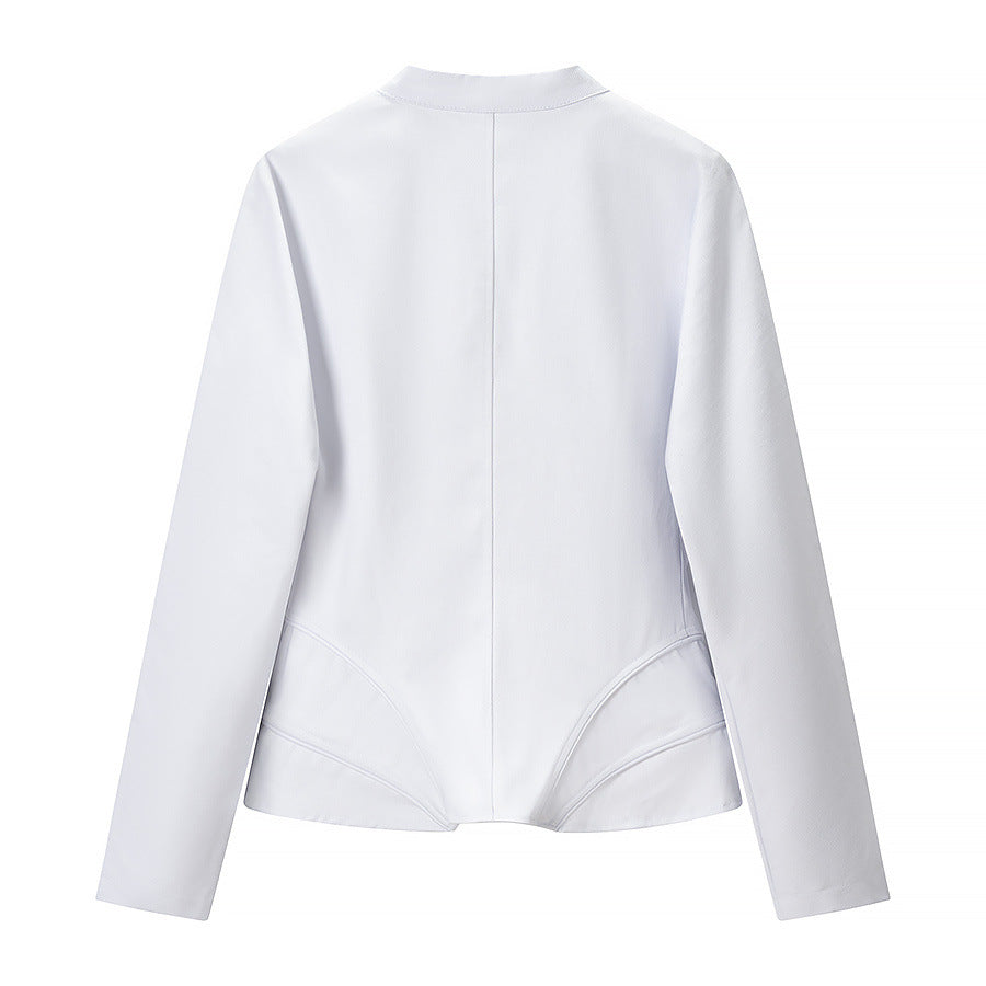 Women Sculptural Corset Blazer with Emphasized Waist and Zipper Fashion Glam