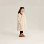 Ladies Cozy Faux Fur Coat with High Stand-Up Collar and Straight Cut Fashion Glam