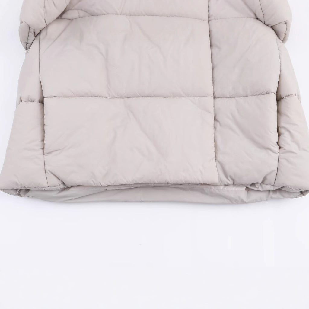 Women short cut oversized quilted jacket with high wrap collar and padded lining Fashion Glam