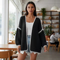 Women's Oversized Cardigan with Contrasting Crochet Edges Fashion Glam