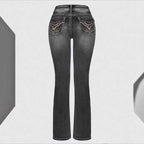 Women High-Waisted Slim-Straight Jeans with V-Shaped Waist and Superstretch Denim Fashion Glam