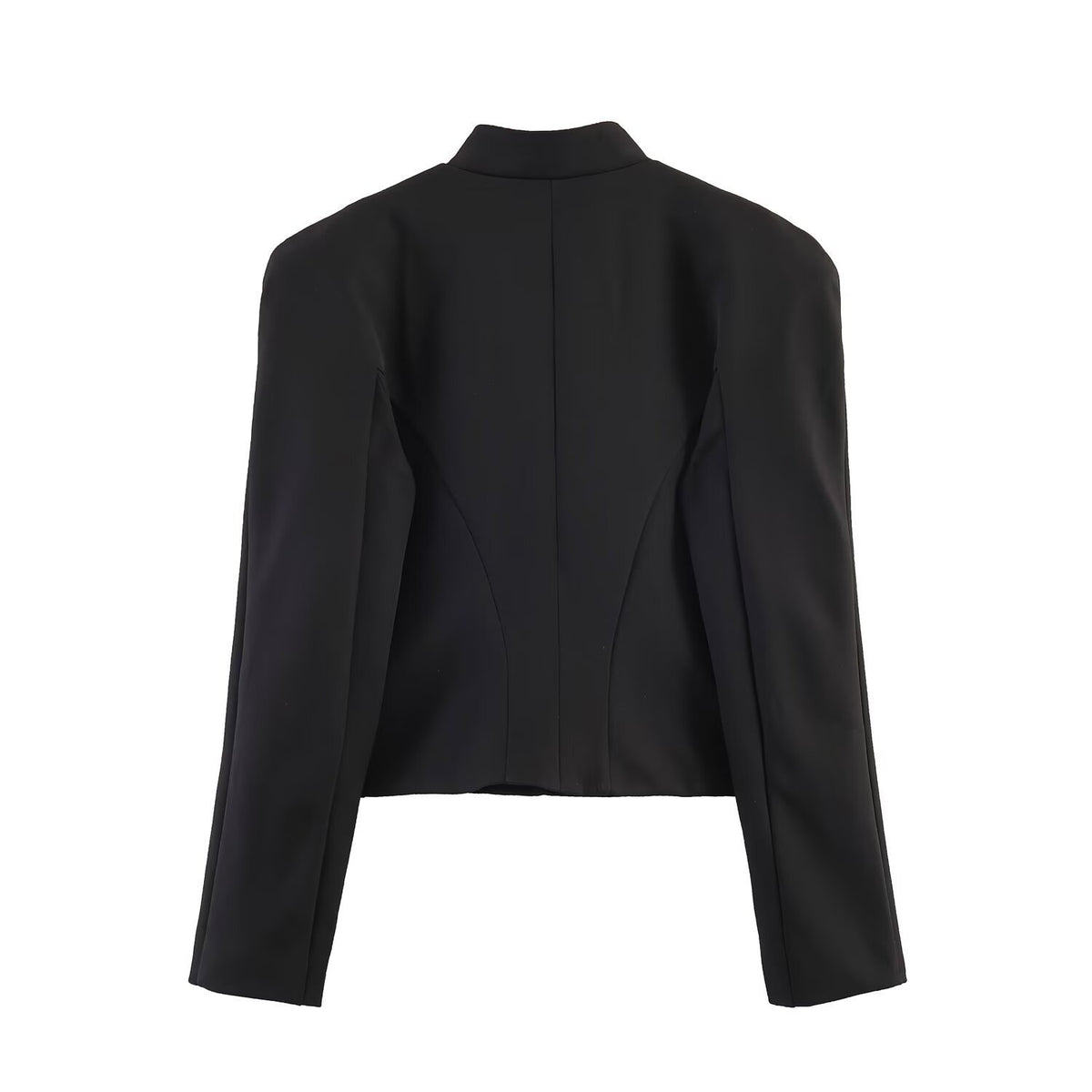 Women military-inspired cropped jacket with stand collar and decorative button detail Fashion Glam