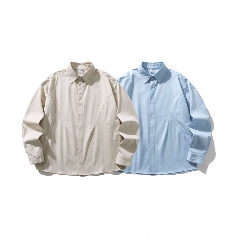 Unisex Oversized Shirt Jacket with concealed button placket, boxy silhouette and rounded hem Fashion Glam