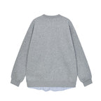 Women Oversize Sweatshirt with integrated shirt insert and visible button placket Fashion Glam