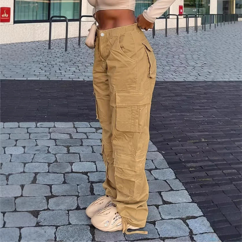 Women Cargo Pants in Relaxed Wide-Leg with Multiple Pockets and Reinforced Seams Fashion Glam