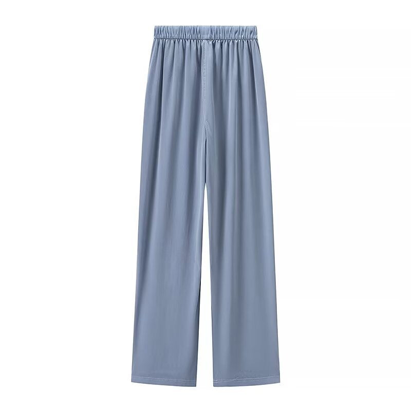 Women Wide Palazzo Pants with High Elastic Band, Drawstring and Side Pockets Fashion Glam