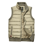 Men's Padded Thermal Puffer Vest with Teddy Fleece Lining and Ribbed Cuffs Fashion Glam