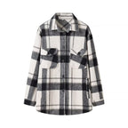 Women's Checked Overshirt in Shacket Style with Patch Chest Pockets and Soft Flannel Look Fashion Glam
