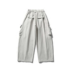 Unisex Wide Cargo Cropped Pants with High Elastic Waistband, Multiple Pockets and Drawstring Fashion Glam