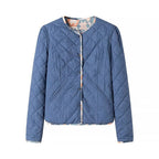 Women's Quilted Short Jacket with Graphic Patchwork Pattern Fashion Glam