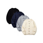 Unisex Chunky Knitted Shirt Jacket with Kent Collar, Button Placket and Patch Pockets Fashion Glam