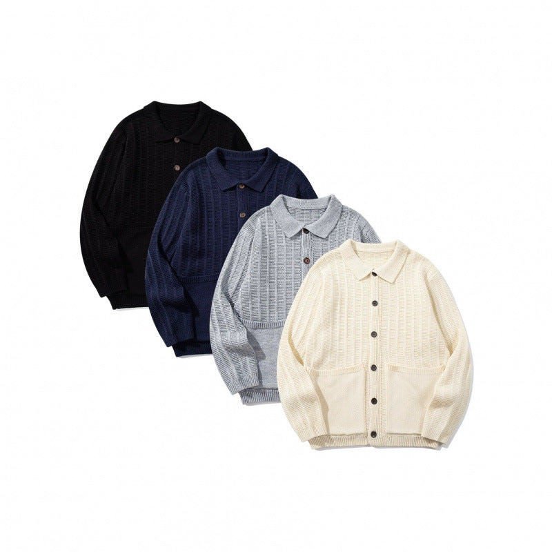 Unisex Chunky Knitted Shirt Jacket with Kent Collar, Button Placket and Patch Pockets Fashion Glam