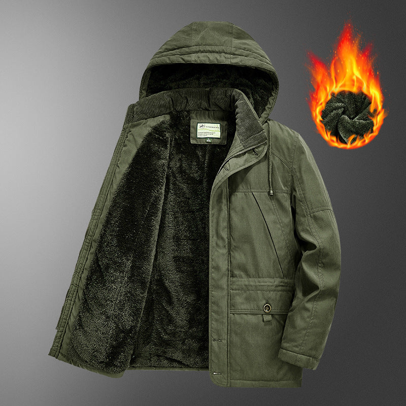 Men's insulated hooded parka with thermo teddy lining, windproof cotton blend outer shell, and multiple pockets Fashion Glam