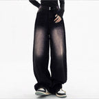 Women's High-Waisted Baggy Jeans made of Denim with Extra Wide Leg and Used-Fade Fashion Glam