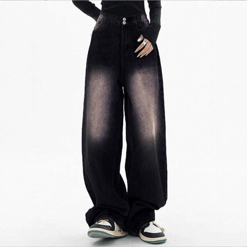 Women's High-Waisted Baggy Jeans made of Denim with Extra Wide Leg and Used-Fade Fashion Glam