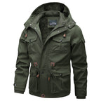 Men's Military-Inspired Canvas Parka with Teddy Fleece Lining and Adjustable Waist Drawstring Fashion Glam