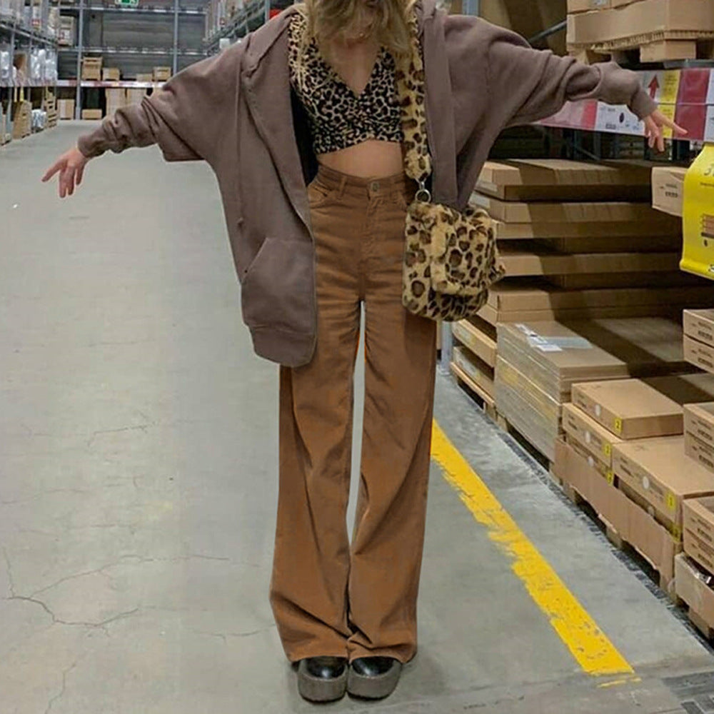 Women's high-waisted wide waistband pants in retro style Fashion Glam