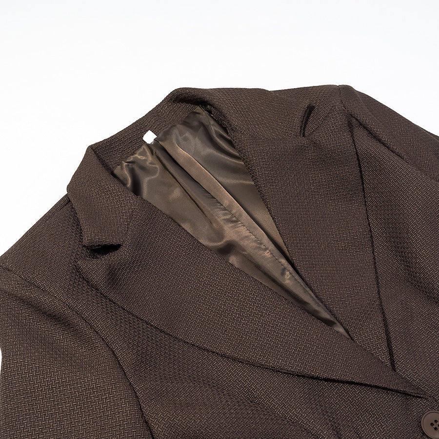 Women Tailored Structured Single-Button Blazer with Gathered Waist and Light Padding Fashion Glam