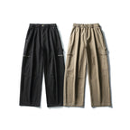 Men's Loose Utility Cargo Pants with Elastic Waistband and Patch Pockets Fashion Glam