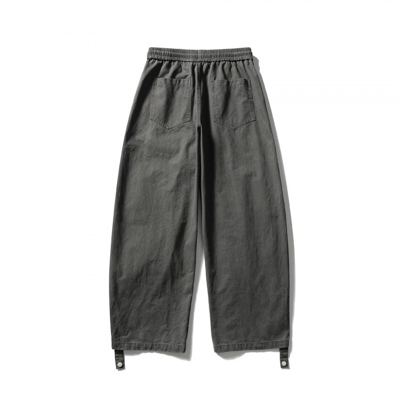 Unisex Wide Cropped Cargo Pants with Drawstring Waistband, Multifunctional Flap Pockets, and Adjustable Leg Straps Fashion Glam