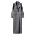 Ladies Maxi Cocoon Wool Blend Coat with Double-Breasted Front, Notched Collar and Concealed Side Pockets Fashion Glam