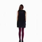 Ladies long sleeveless shaggy faux fur vest with concealing A-line and soft high-pile Fashion Glam