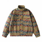 Unisex Boxy Jacquard Wool Bomber Jacket with Stand-Up Collar, Flap Pockets, and Elastic Hem Fashion Glam
