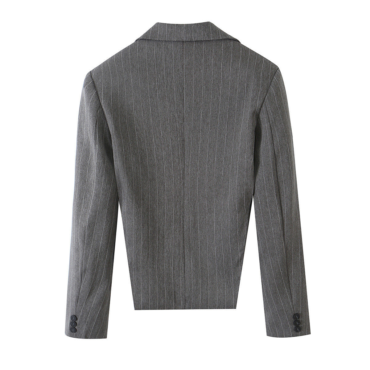 Women's Short Cut Pinstripe Blazer with Side Cut-Outs and Lacing Detail Fashion Glam