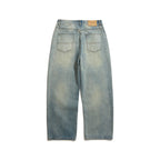 Men's Wide Cropped Baggy Jeans with High Waist and Vintage Wash Fashion Glam