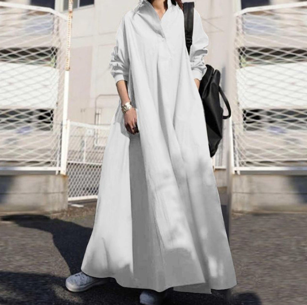 Women's Oversized Shirt Dress in A-Line with Shirt Collar Fashion Glam