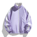 Ladies Lightweight Oversized Training Jacket with Stand-Up Collar, Contrast Stripes and Elastic Hem Fashion Glam