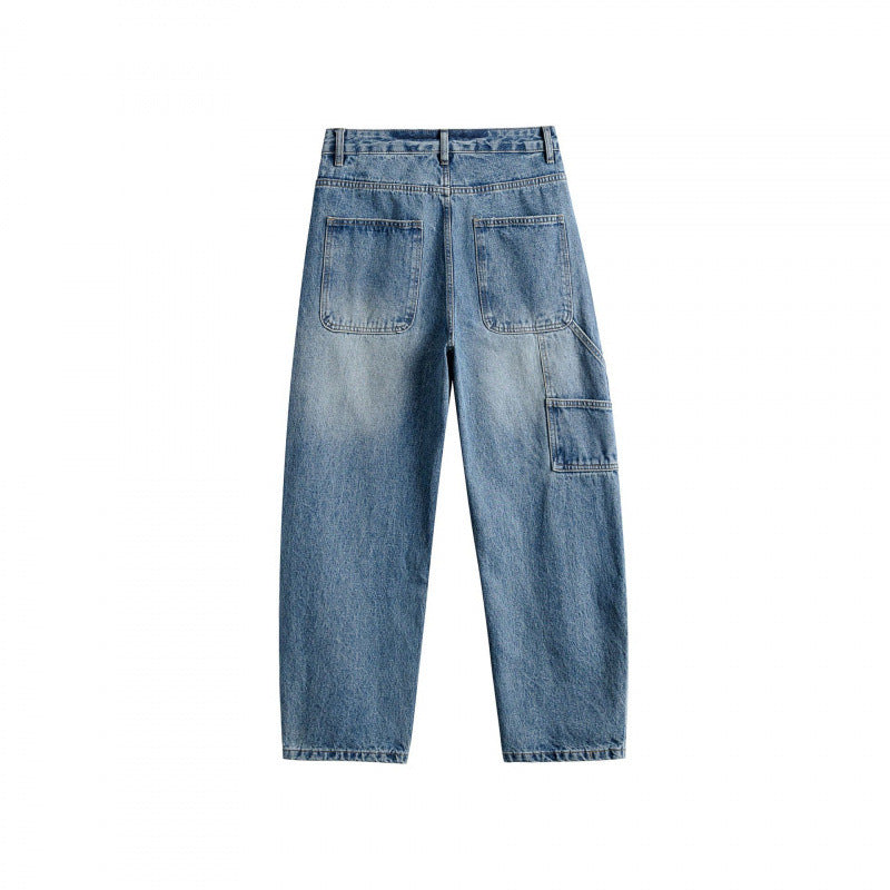 Men's Wide Patchwork Denim Jeans in Baggy Cut with Inserted Knee Panels Fashion Glam