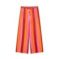 Women's Wide Culotte Pants with Drawstring Waist and Vertical Stripes Fashion Glam